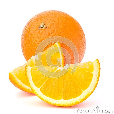 Whole orange fruit and his segments or cantles Stock Photo