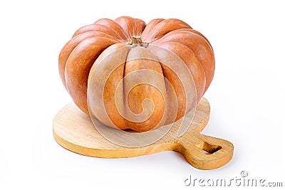 A whole orange pumpkin, like in fairy tales, isolated on white background. Stock Photo