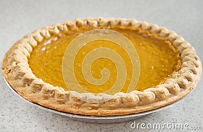 Whole pumpkin pie Stock Photo