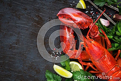 Red steamed lobster with seasoning Stock Photo