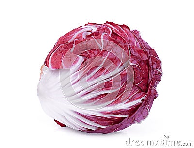Whole red radicchio or red salad isolated on white Stock Photo