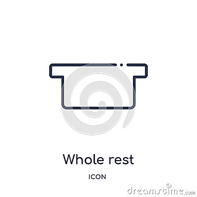 Whole rest icon from music and media outline collection. Thin line whole rest icon isolated on white background Vector Illustration