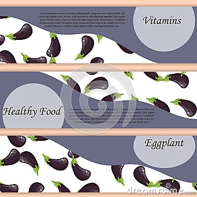 Whole ripe vegetable purple eggplant,with green stem Vector Illustration