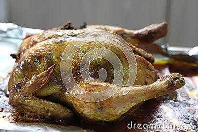 Whole roast chicken Stock Photo
