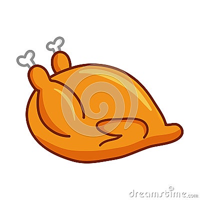 Whole roast chicken Vector Illustration