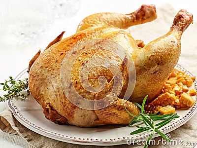 Whole roasted chicken Stock Photo