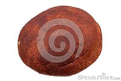 Whole round rye bread on white Stock Photo