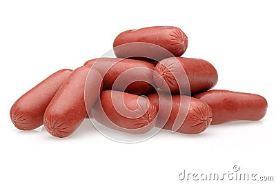 Whole Sausages isolated on white Stock Photo