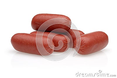 Whole Sausages isolated on white Stock Photo