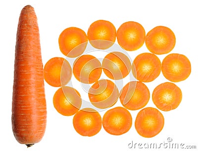 Whole and Sliced Carrots Stock Photo