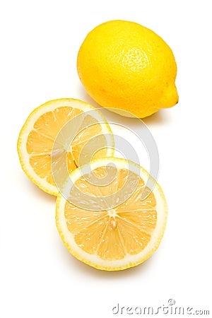 Whole and sliced lemons Stock Photo