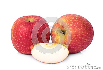 Whole and slices pink lady apple isolated on white Stock Photo