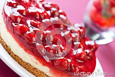 Whole strawberry cheese cake Stock Photo