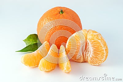 Whole tangerines or mandarines orange fruits Stock Photo