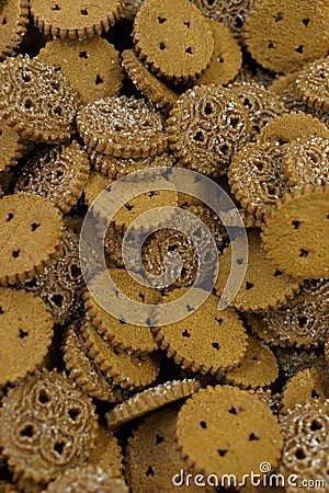 A whole tray of homemade sweet shortbread cookies ready to eat Stock Photo