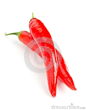 Whole, uncut red chili peppers Stock Photo