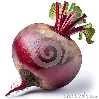 Whole vertical beet root with leaves isolated Stock Photo