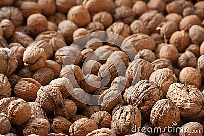 Whole wallnuts background Stock Photo