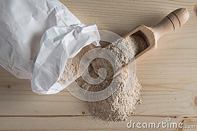 Whole Wheat Flour on Table Top Stock Photo