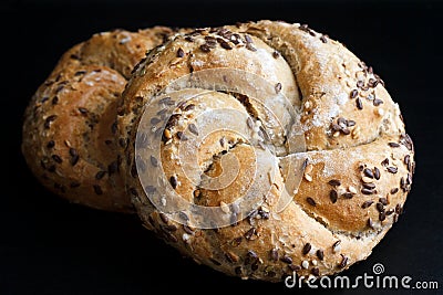 Whole wheat kaiser rolls. Stock Photo