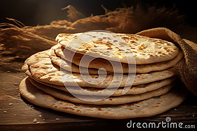 Whole wheat pita bread healthy food background Stock Photo