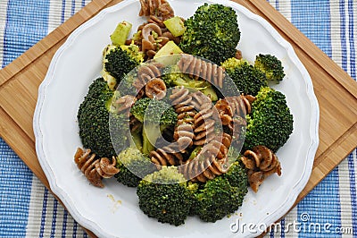 Wholegrain Pasta with brokkoli Stock Photo