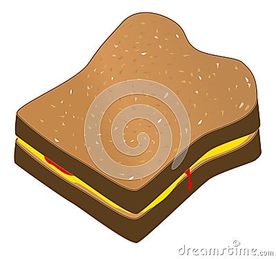 Wholemeal Bread and Cheese Sandwich Vector Illustration