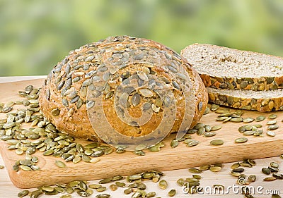 Wholemeal bread with pumpkin seeds Stock Photo