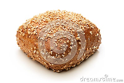 Wholemeal bread roll from spelt isolated Stock Photo