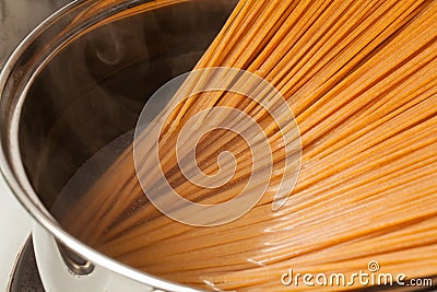 Wholemeal spaghetti Stock Photo