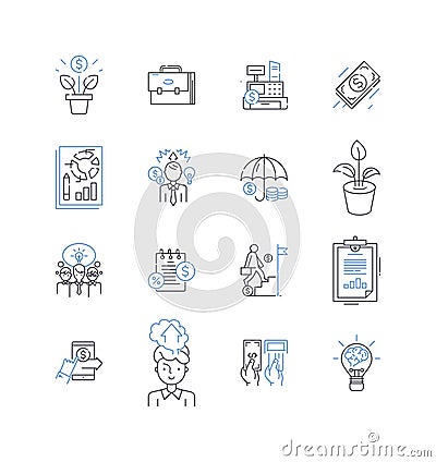 Wholesale line icons collection. Bulk, Discount, Distributor, Warehouse, Merchandise, Resale, Clearance vector and Vector Illustration