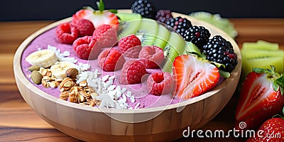 Wholesome Fruit Smoothie Bowl - Healthy Start - Fresh and Nutrient-Packed - Morning Energy Stock Photo