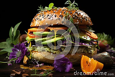 Wholesome indulgence: a plant-powered delight with the veggie burger, a delectable meatless creation offering health Stock Photo