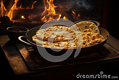 Wholesome Parantha ghee food. Generate Ai Stock Photo