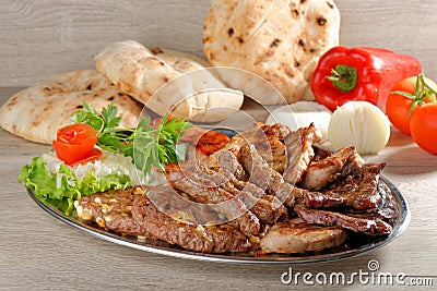 Wholesome platter of mixed meats, Balkan food Stock Photo