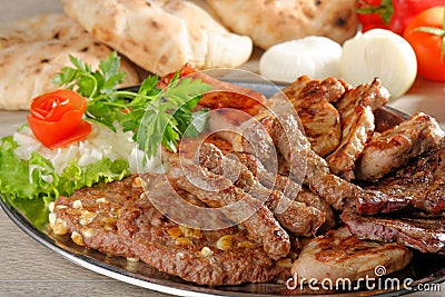 Wholesome platter of mixed meats Stock Photo