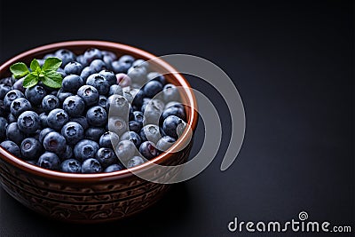 Wholesome vegan food blueberries served in a charming ceramic bowl Stock Photo