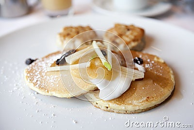 Wholewheat Apple Rasin Pancakes Stock Photo