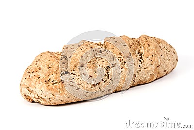 Wholewheat homemade loaf of bread on white Stock Photo