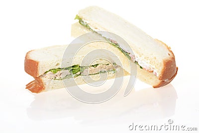 Wholewheat tuna sandwich isolated on white backgro Stock Photo