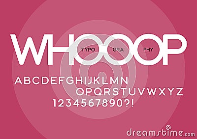 Whooop rounded regular sans serif typeface design. Vector Illustration