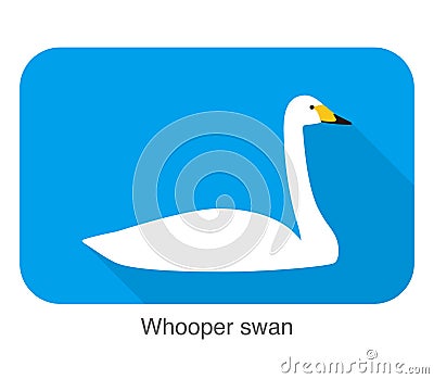 Whooper swan, cartoon flat icon vector illustration Vector Illustration