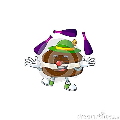 Whoopie pies cartoon character concept love playing Juggling Vector Illustration