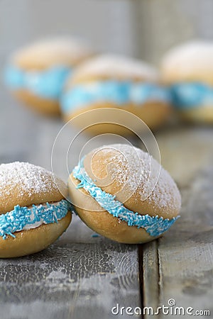 Whoopie pies on rustic background Stock Photo