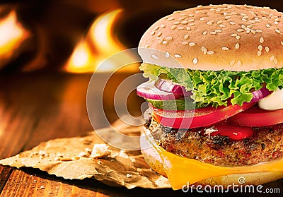 Whopper cheese burger Stock Photo