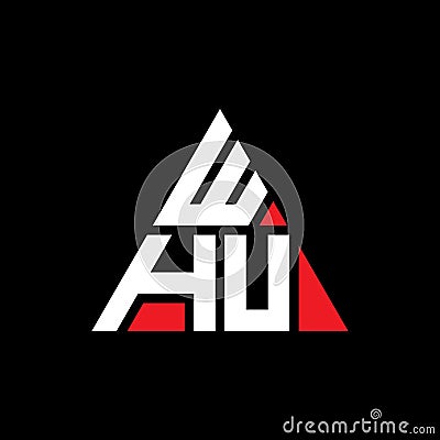 WHU triangle letter logo design with triangle shape. WHU triangle logo design monogram. WHU triangle vector logo template with red Vector Illustration
