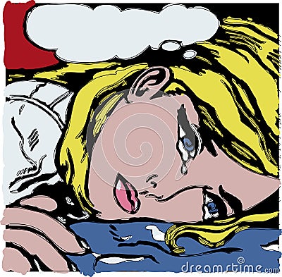 Why girl crying pop art retro style Vector Illustration