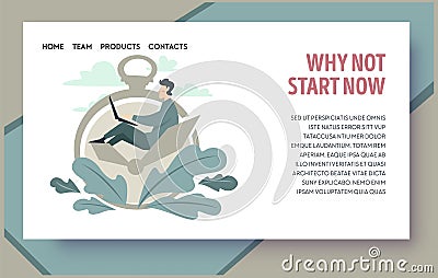 Why not start now, time management and procrastination Vector Illustration