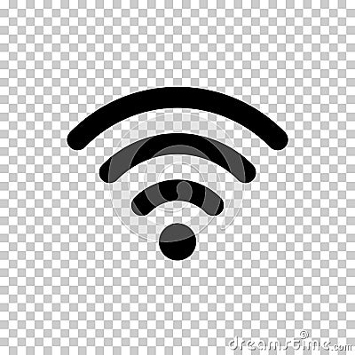 Wi-Fi icon. Black signal WiFi isolated on transparent background. Mobile internet symbol. Logo wireless network. Sign free access. Vector Illustration