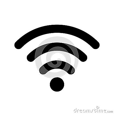 Wi-Fi icon. Black signal WiFi isolated on white background. Mobile internet symbol. Logo wireless network. Sign free access. Broad Vector Illustration